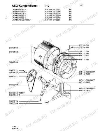 Взрыв-схема стиральной машины Aeg LAV6283-W - Схема узла Tub and drum